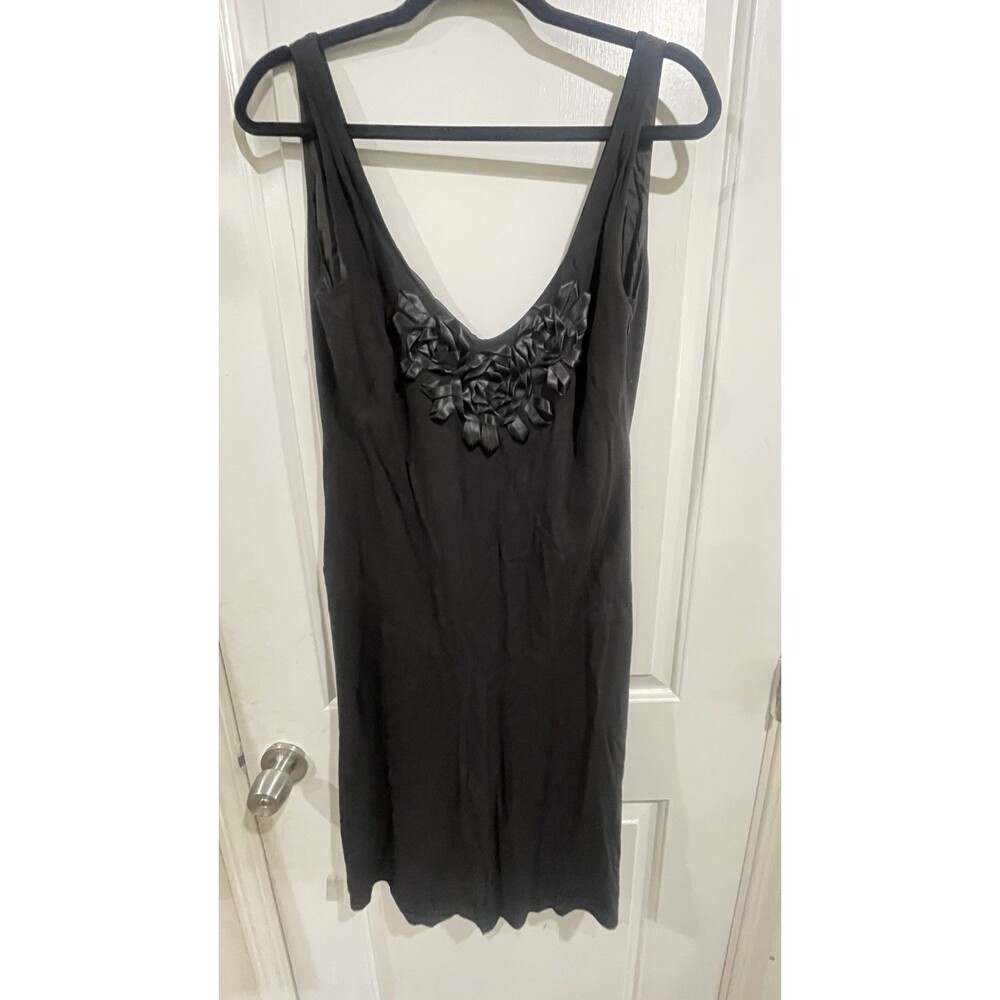 AEFFE Black Sleeveless Floral Ribbon Applique Sheath Dress Women’s Italy Size 2